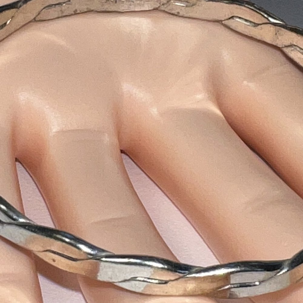 Vintage Silver Plated Flat Braid Pattern Heavy Ba… - image 2